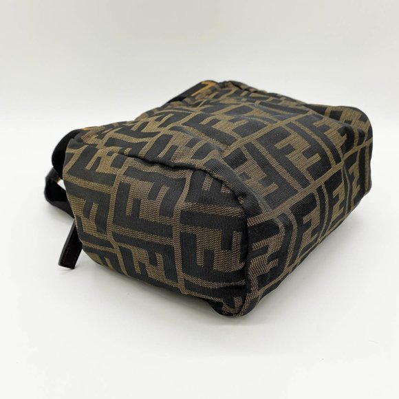 Authentic FENDI 2151/26541/009 Mini Handbag Pouch Zucca Nylon Canvas Khaki Brown - Picture 4 of 7